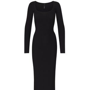 SKIMS Soft Lounge Long Sleeve Maxi Dress in Onyx